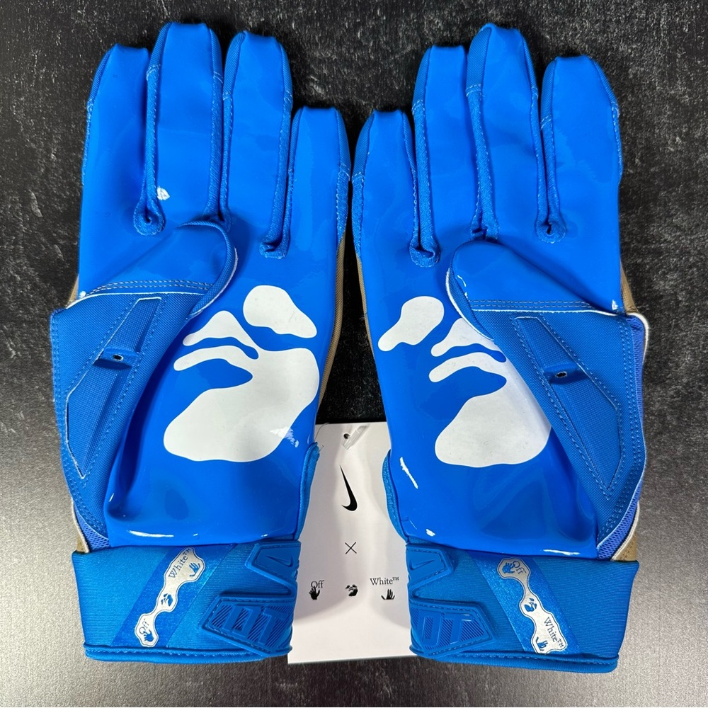 NIKE D TACK X OFF WHITE MENS FOOTBALL GLOVES SIZE XL BLUE KHAKI NEW